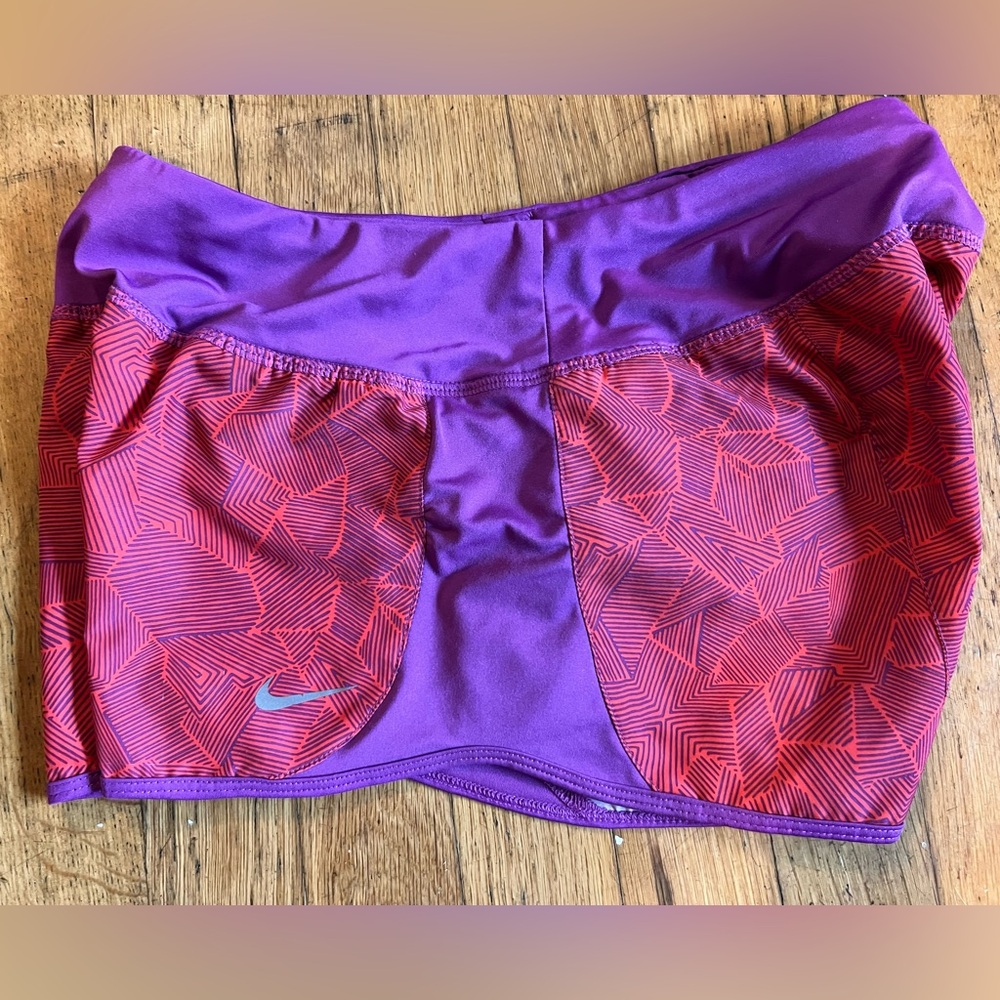 Nike dri-fit shorts. Purple and coral like new small.